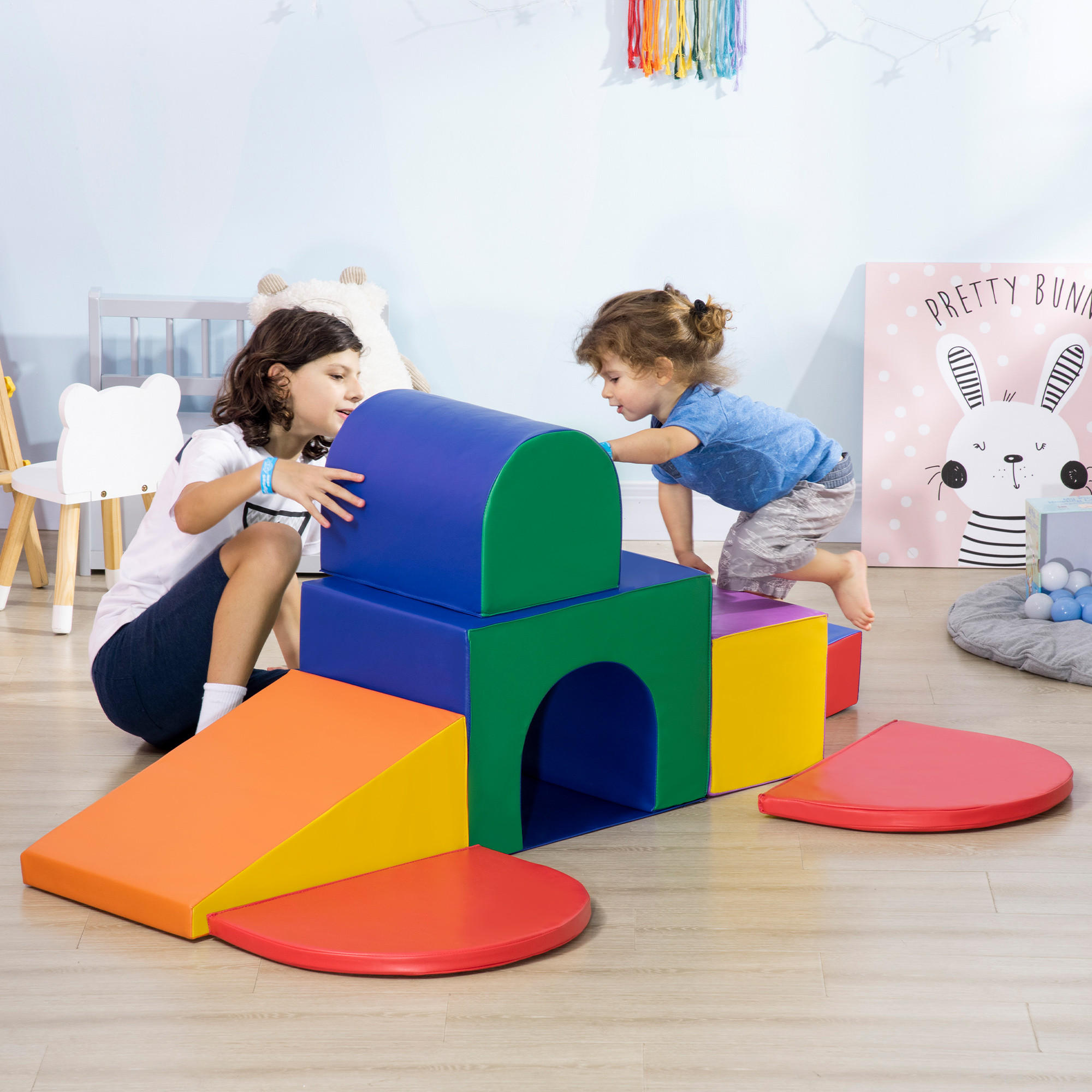 BAUSTEINSET - Multicolor, Kunststoff (130/40/170cm) - HOMCOM