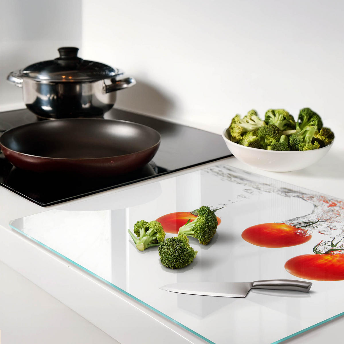 GLASPLATTE 60x52 cm Tomaten unter Wasser - Rot, Glas (60/0.4/52cm) - TULUP