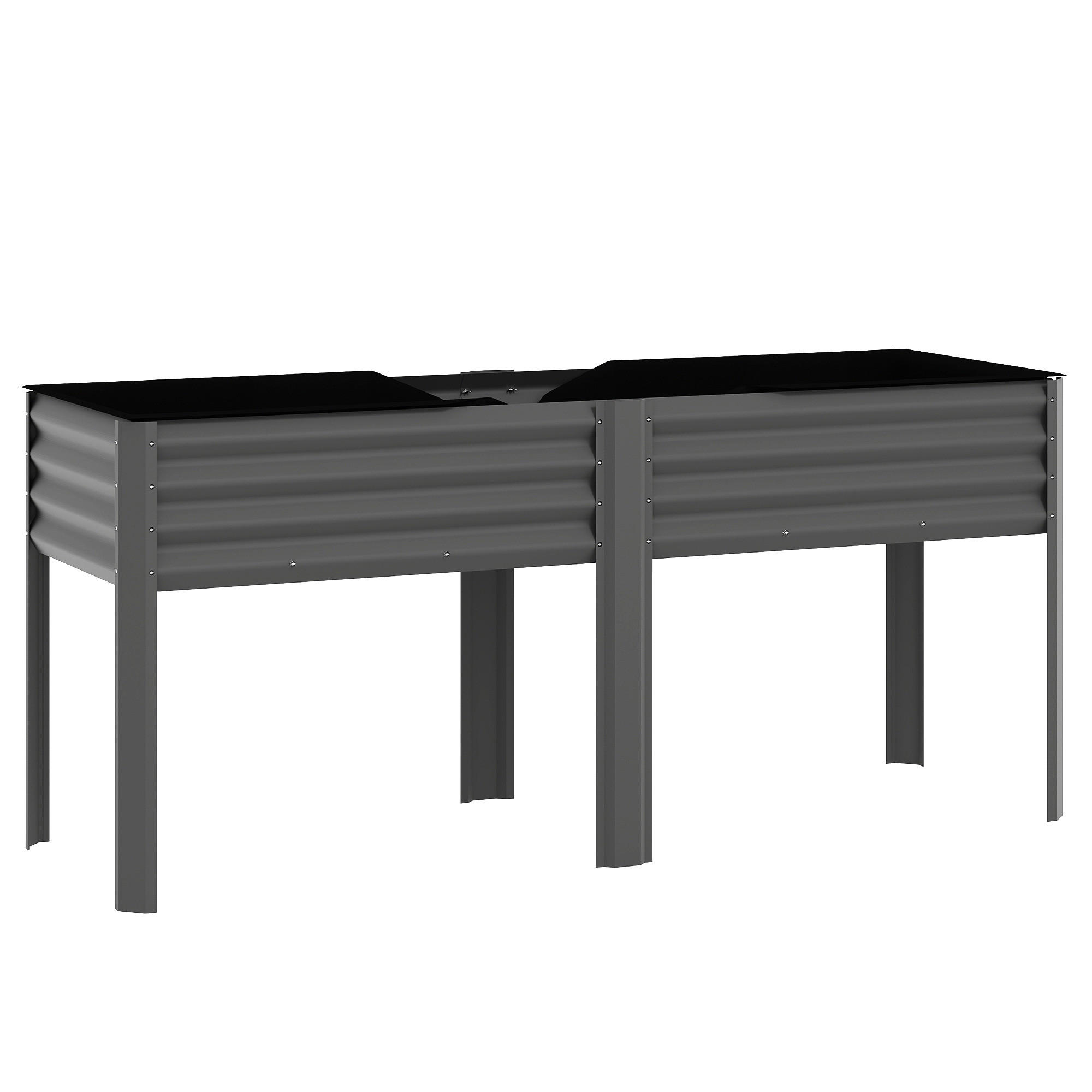 HOCHBEET Dunkelgrau 180/55/80 cm - Dunkelgrau, Metall (55/80/180cm) - Outsunny