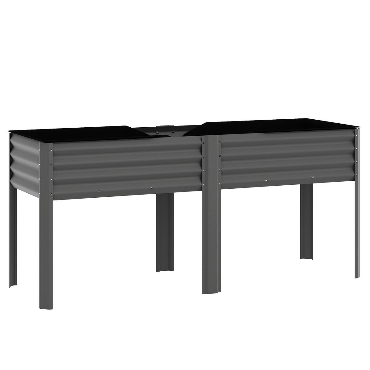 HOCHBEET Dunkelgrau 180/55/80 cm - Dunkelgrau, Metall (55/80/180cm) - Outsunny