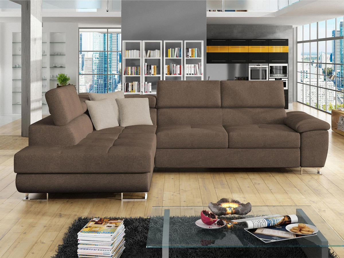 ECKSOFA Cotere, Seite: Links - Braun, Holz/Textil (270/202cm) - MIRJAN24