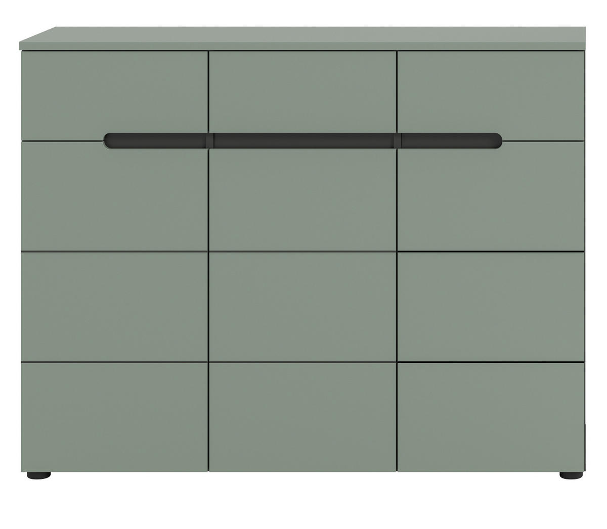 SCHUHKOMMODE Salbei grün, Baslat grau 120 cm, Flurkommode mit Soft-Close - Salbeigrün/Schwarz, Holzwerkstoff/Kunststoff (120/94/37cm) - Inn.Furn