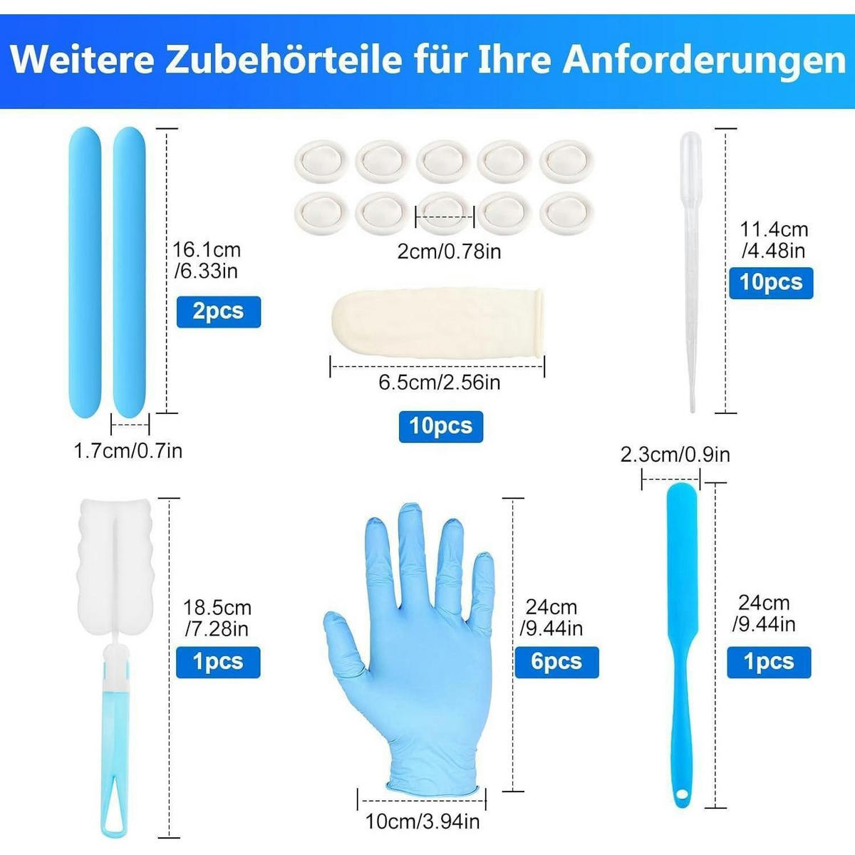 MESSBECHER Set 4-teilig Silikon mit Zubehör - Blau, Kunststoff (1L)