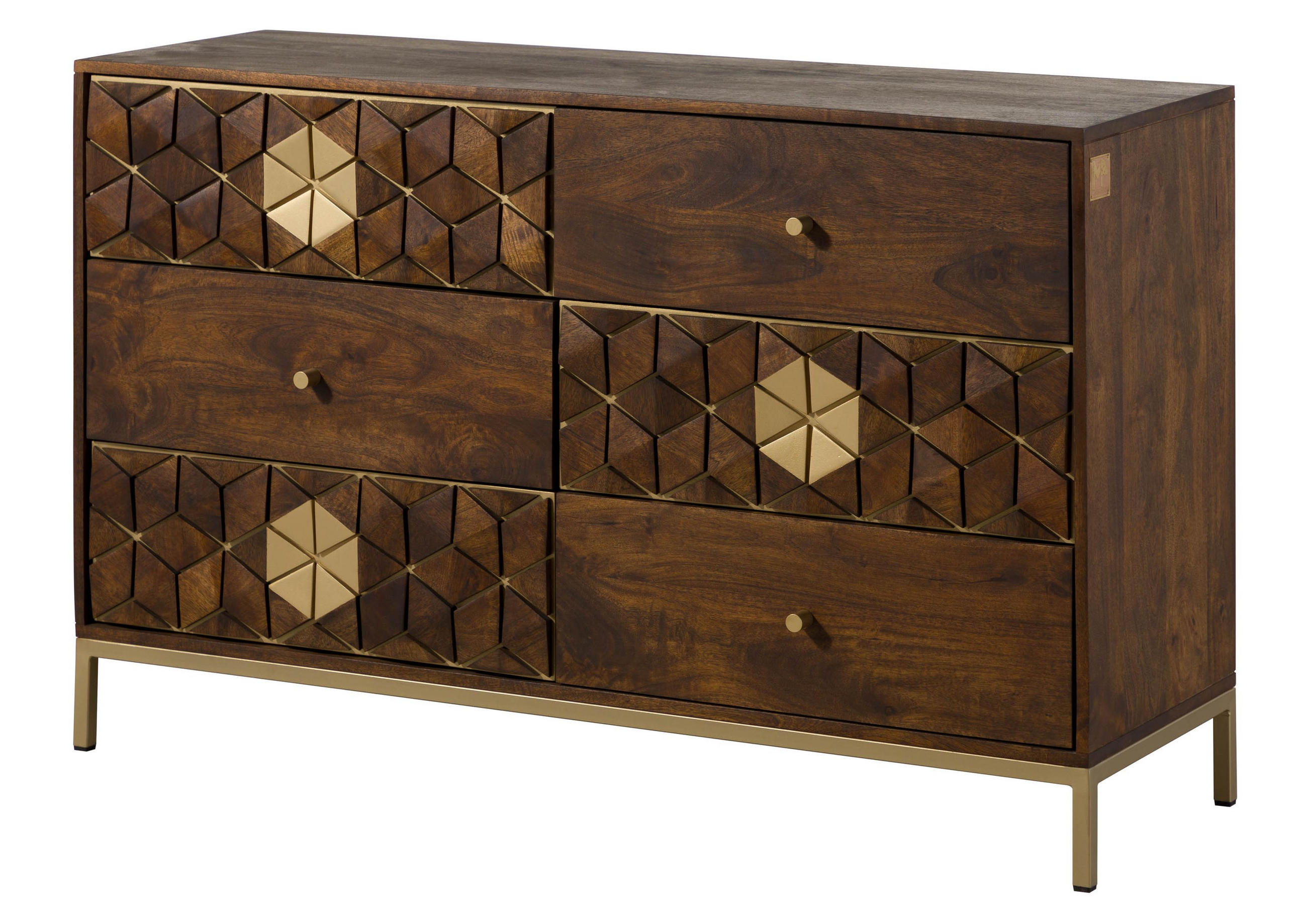 SIDEBOARD Mango 122x40x77 braun geölt DIAMOND #209 - Braun, Holz (122/77/40cm) - Massivmoebel24