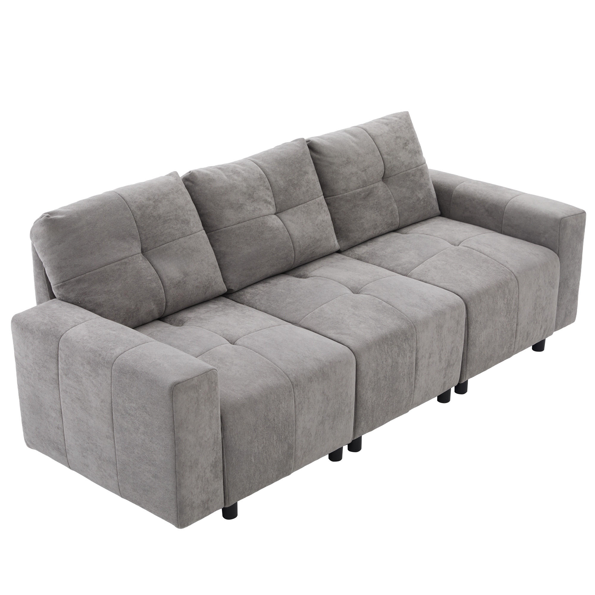 ECKSOFA 213/94/84 cm Grau Weiß mit Schlaffunktion - Grau, Textil (213/94cm) - Oxeza