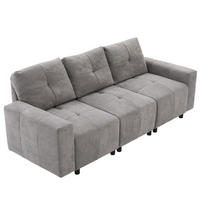 ECKSOFA 213/94/84 cm Grau Weiß mit Schlaffunktion - Grau, Textil (213/94cm) - Oxeza