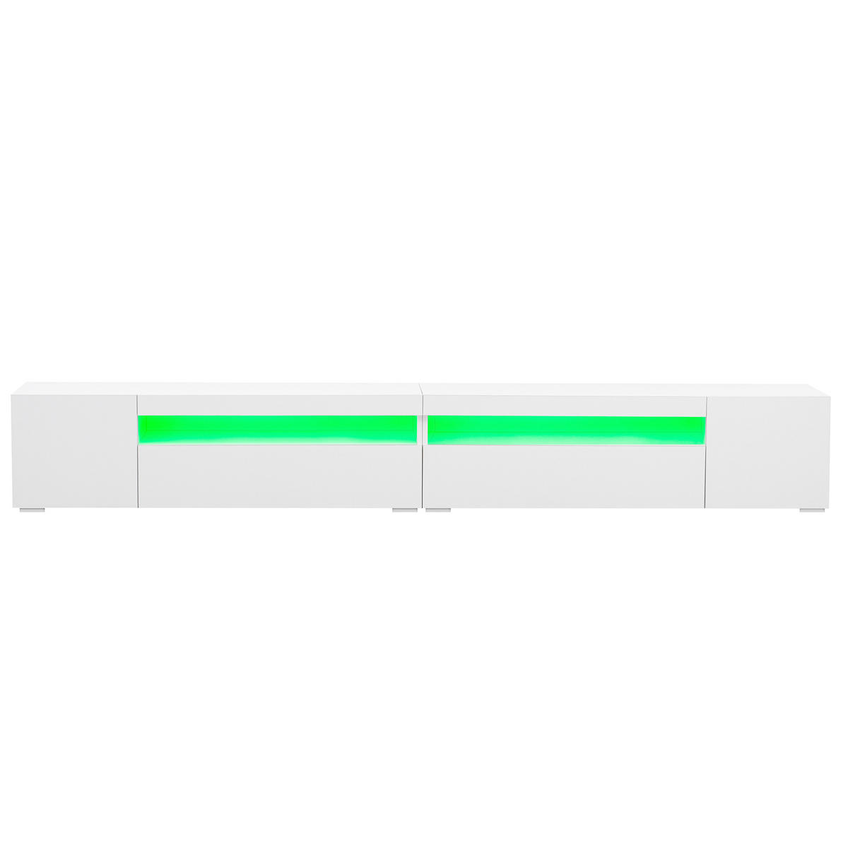 TV-ELEMENT 240 cm MDF Weiß mit Farbwechsel LED-Beleuchtung und Hochglanzfront - Weiß, Holzwerkstoff (38.5/35.5/240cm) - Korfee