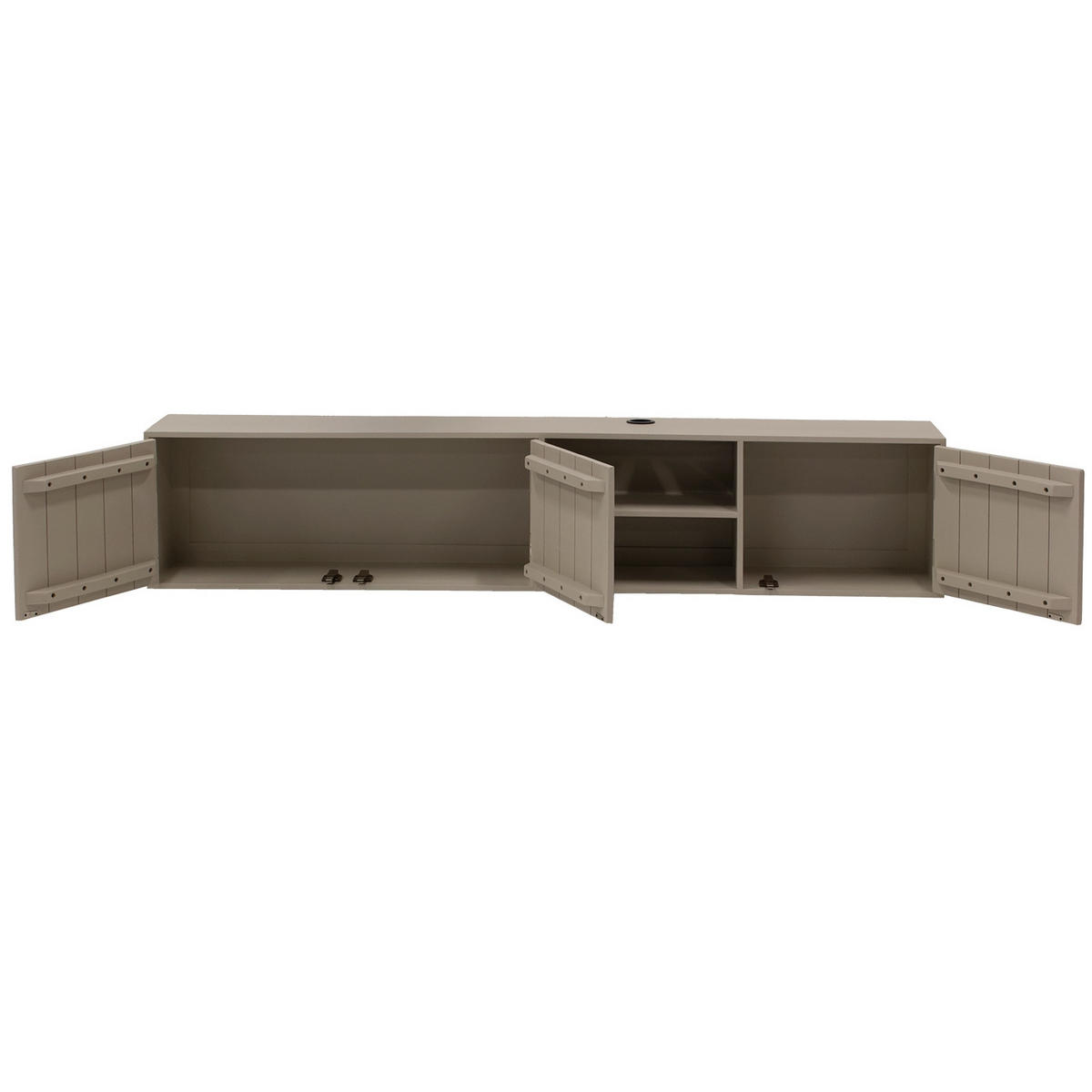 SCHWEBENDES TV-Möbel mit 3-Türen aus Mangoholz 200cm, taupe - Taupe, Holz (200/40/30cm) - Giga Meubel