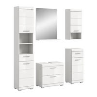 BADKOMBINATION 5tlg. Scout Bad in weiß Nachbildung und weiß hochglanz B/H/T: 164x191x37 cm - Weiß, Holz (164/191/37cm)