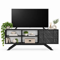 TV-ELEMENT North Schwarz Marmor Decor - Creme/Schwarz, Holzwerkstoff (130/58.6/38.6cm) - Decorotika