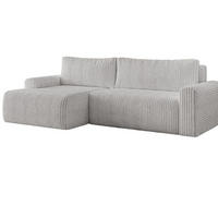 ECKSOFA MILO LARGE mit Schlaffunktion, Bettkasten und Cordbezug, Links - TILIA 86 (aschgrau) - Grau, Holz (270/142cm) - Dekori_Interiors