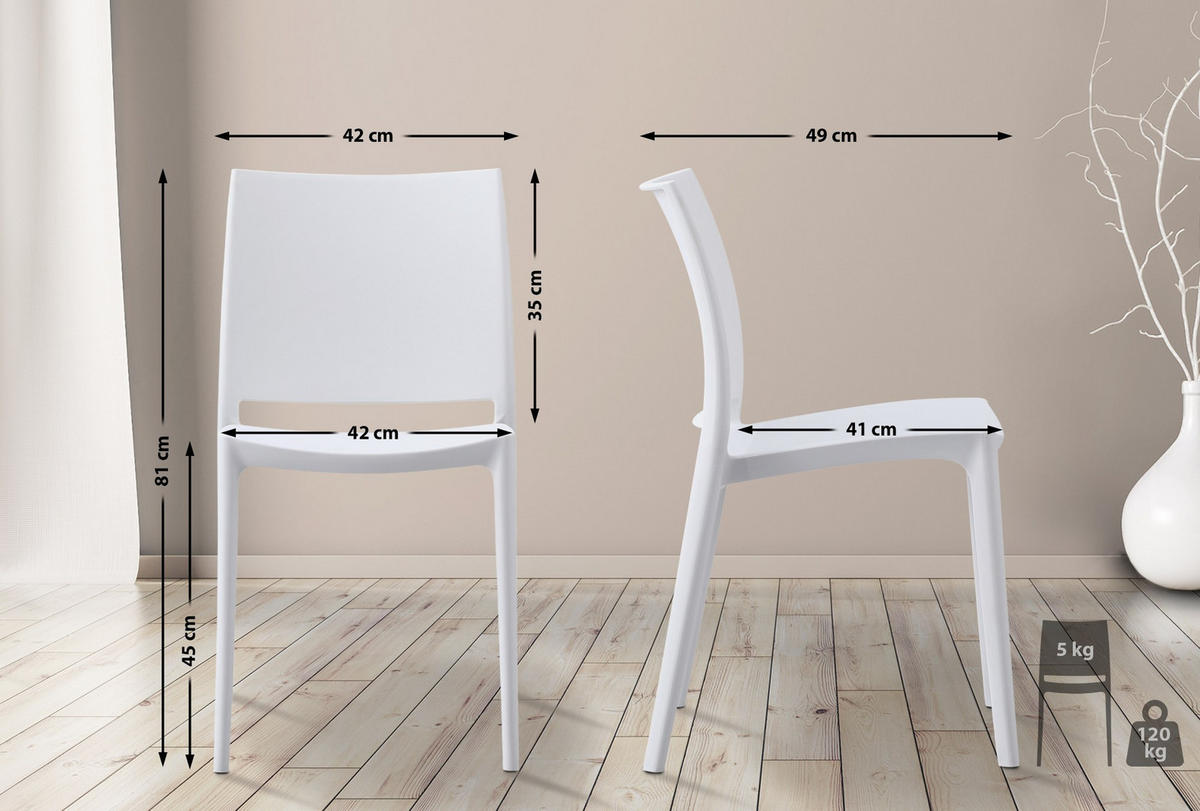 STÜHLE Merle - 2er Set weiß - Weiß, Kunststoff (42/81/49cm) - TPFGarden