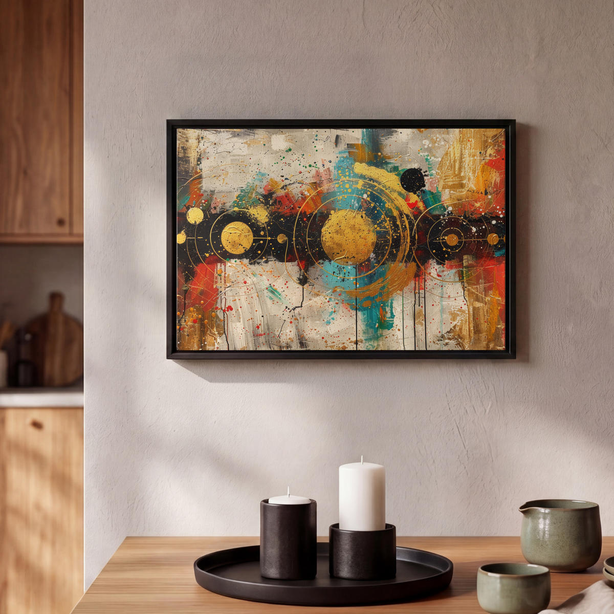 LEINWAND Bilder mit Rahmen - Abstrakt - Kunst - Gold - Modern - 30x20 - Multicolor, Textil (30/20cm) - MuchoWow