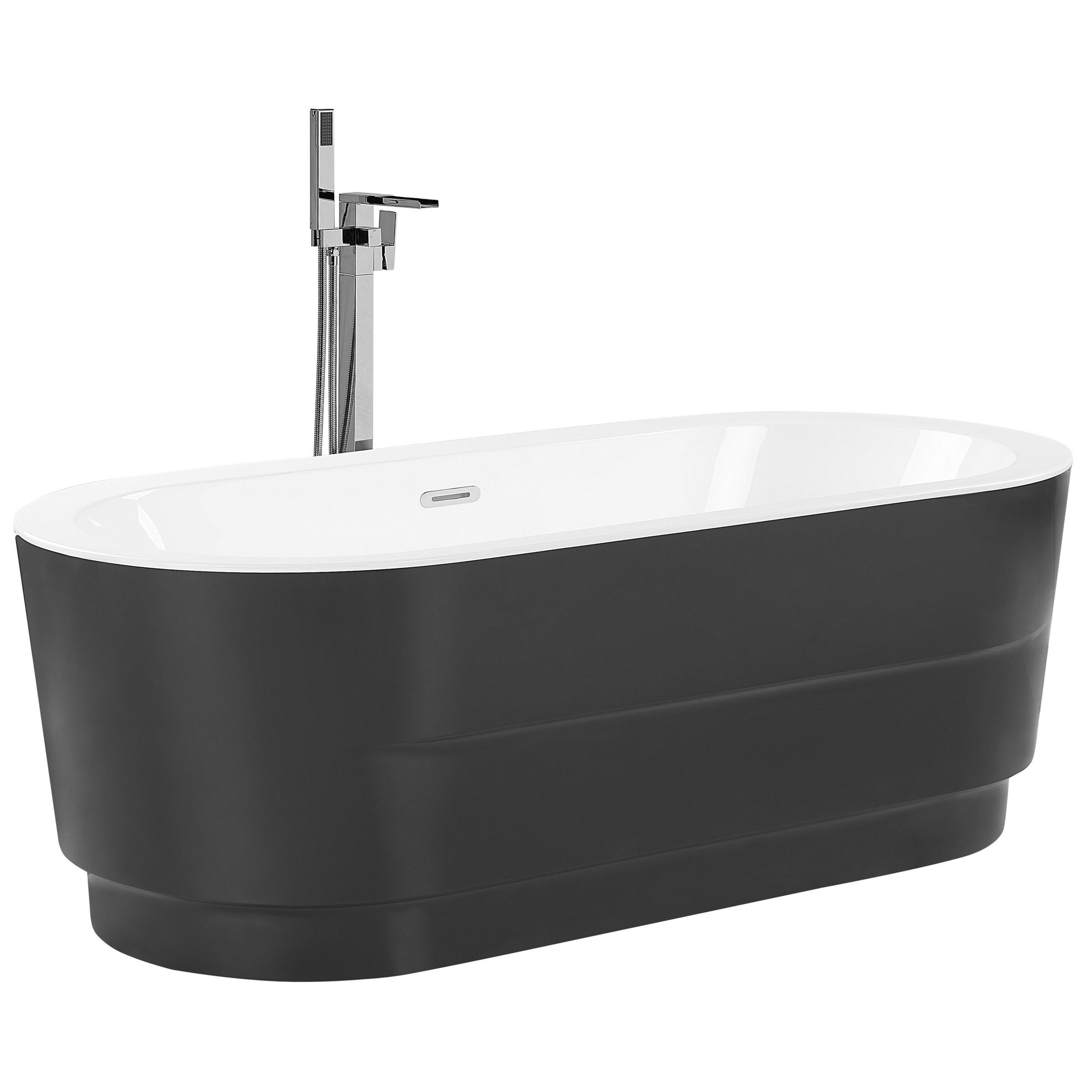 BADEWANNE FREISTEHEND 80x170x60 cm schwarz Empresa - Schwarz, Kunststoff (80/60/170cm) - Beliani
