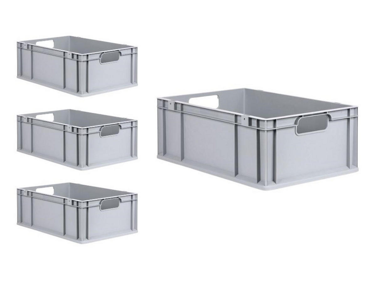 EUROBOX 4x Nextgen Economy Griffe Offen 22x40x60cm 44 Liter - Grau, Kunststoff (40/22/60cm) - PROREGAL