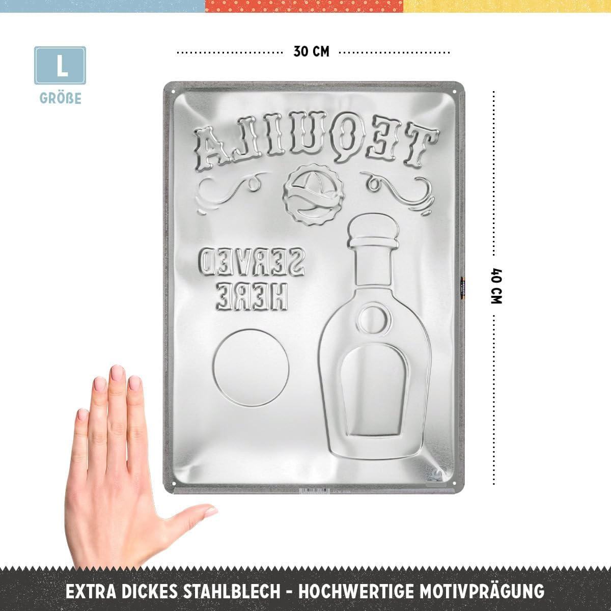 BLECHSCHILD 30/40 cm Tequila Served Here - Multicolor, Metall (30/40/0.2cm) - Nostalgic-Art