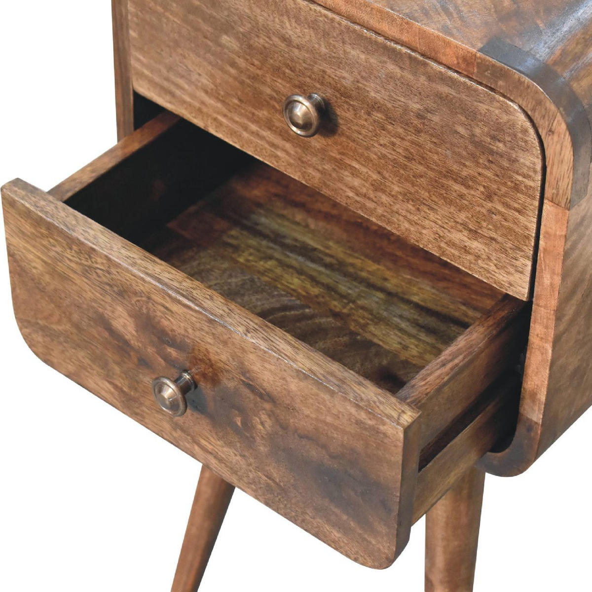 NACHTTISCH aus Massivholz - Messingfarben/Braun, Holz/Metall (30/55/30cm) - Artisan Furniture