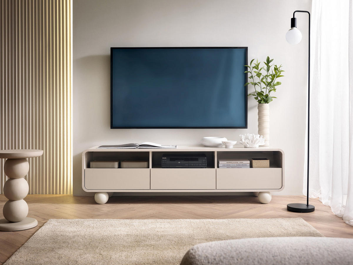 TV Lowboard 160 cm Boheme, Kaschmir, 3 Schubladen - Kaschmir, Holz (160/44/39cm) - Emporius