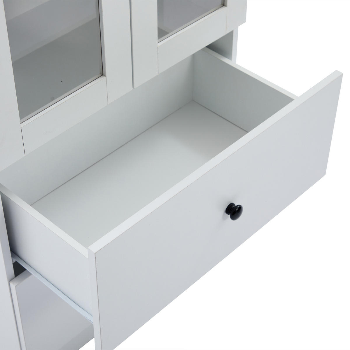 LED-VITRINE mit 2 Schubladen in weiß - Weiß, Holz (36/165/60cm) - KOMHTOM