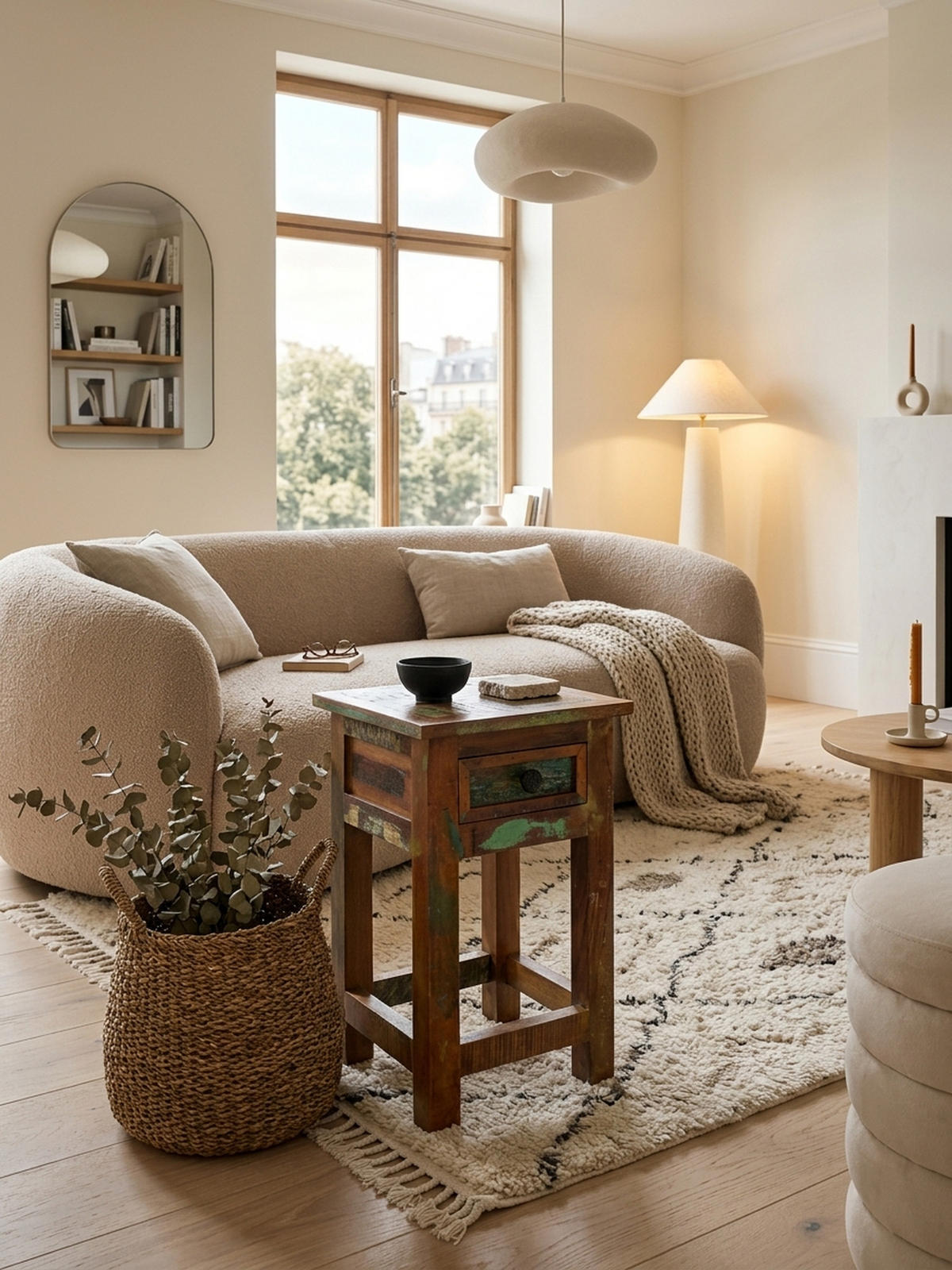 BEISTELLTISCH – Mango Massivholz Braun mit Schublade Shabby Chic - Braun, Holz (30/30/50cm) - KADIMA DESIGN