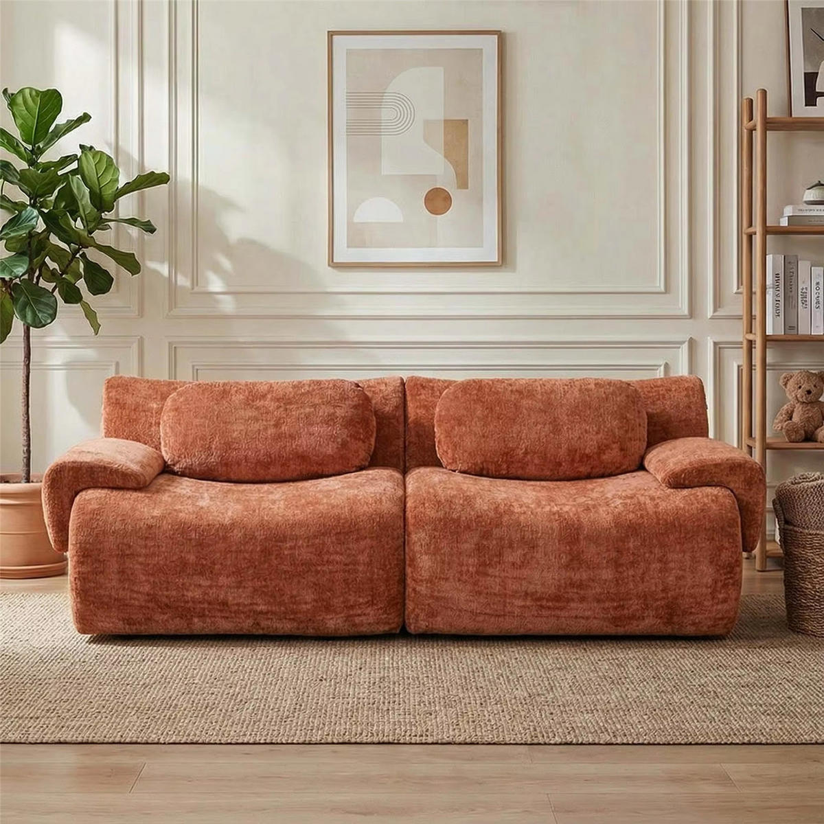 2-SITZER-SOFA Chenille Cloud Design, 184 cm Komfort Sofa ohne Montage - Orange, Textil (184/69/101cm) - Kaket