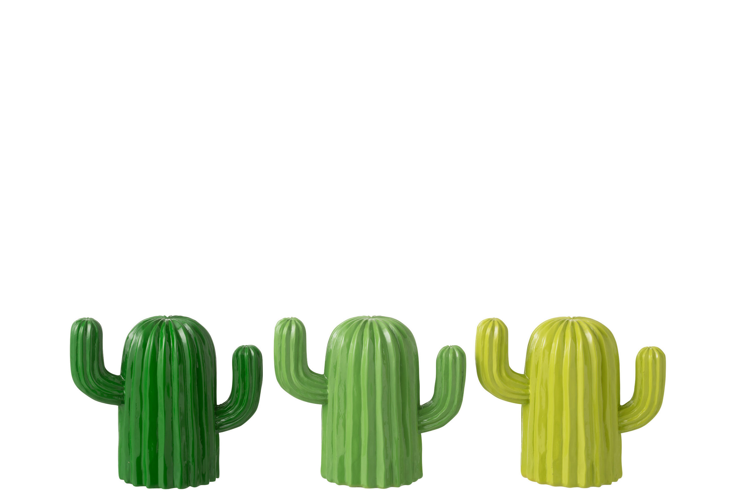 DEKOOBJEKT KAKTUS (3ER SET) - Grün, Glas/Naturmaterialien (11/17/20cm) - J-Line