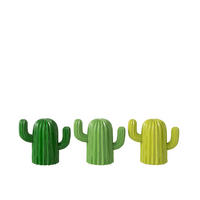 DEKOOBJEKT KAKTUS (3ER SET) - Grün, Glas/Naturmaterialien (11/17/20cm) - J-Line