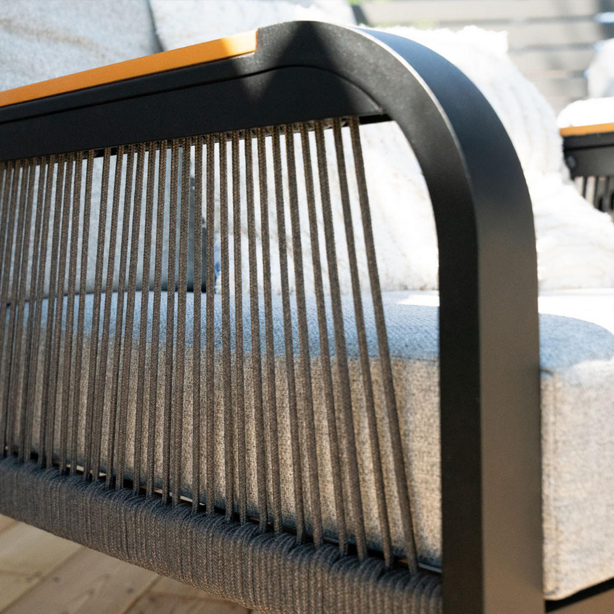 GARTENLOUNGE ALUMINIUM MARABA - Hellgrau - Schwarz, Kunststoff/Metall - Home Deluxe