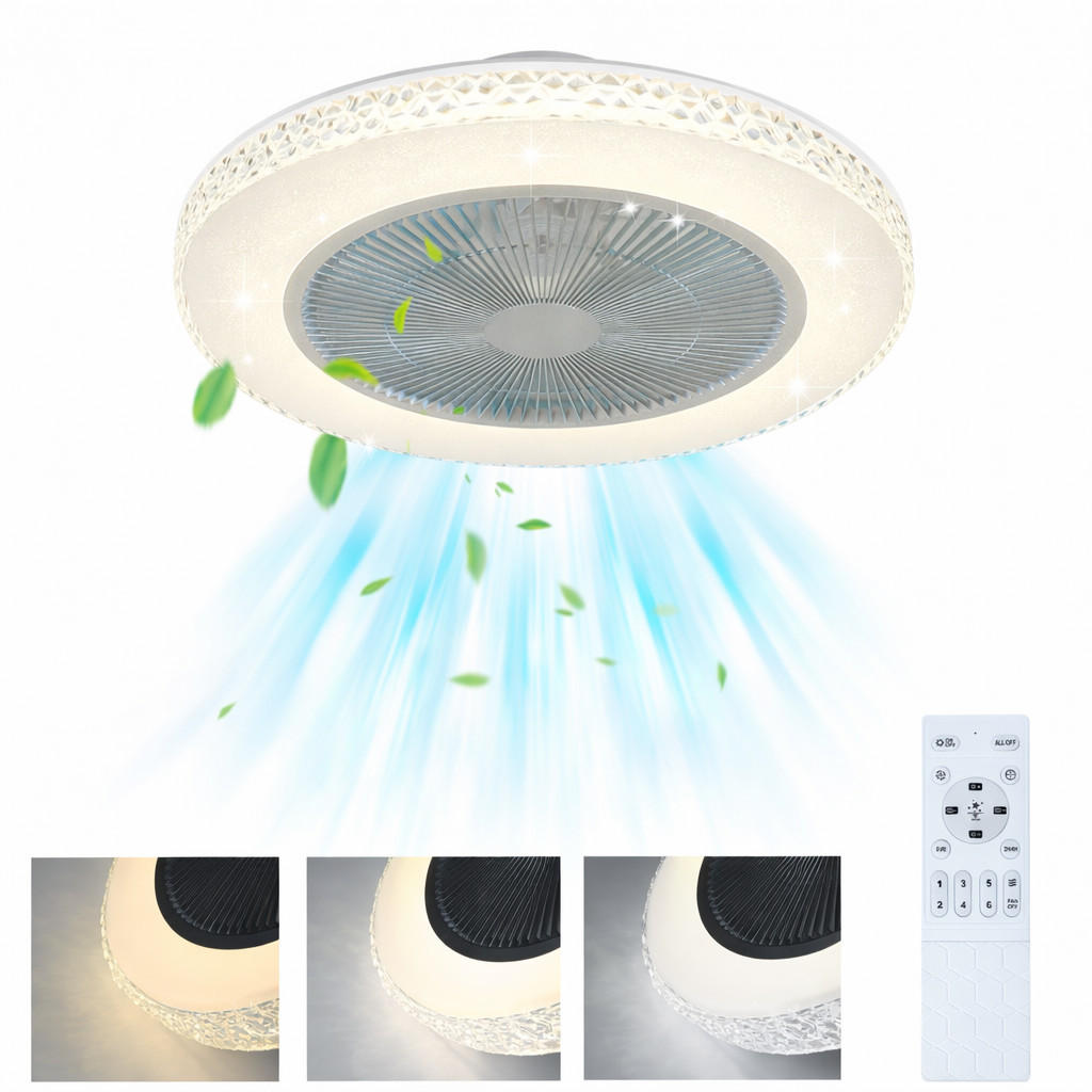 DECKENVENTILATOR mit Licht Vornis 49/49/20.5 cm - Weiß, Metall (49/49/20.5cm) - ZMH