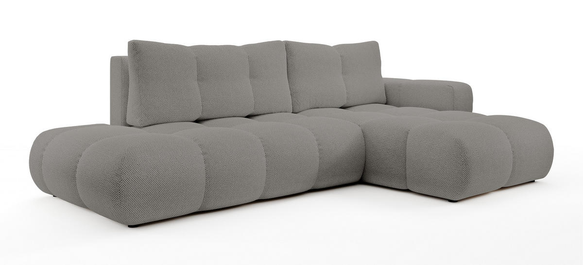 ECKSOFA L Form Hosio Grau 286/177/88 cm Rechts mit Schlaffunktion - Schwarz/Grau, Kunststoff/Textil (286/177cm) - AX Living