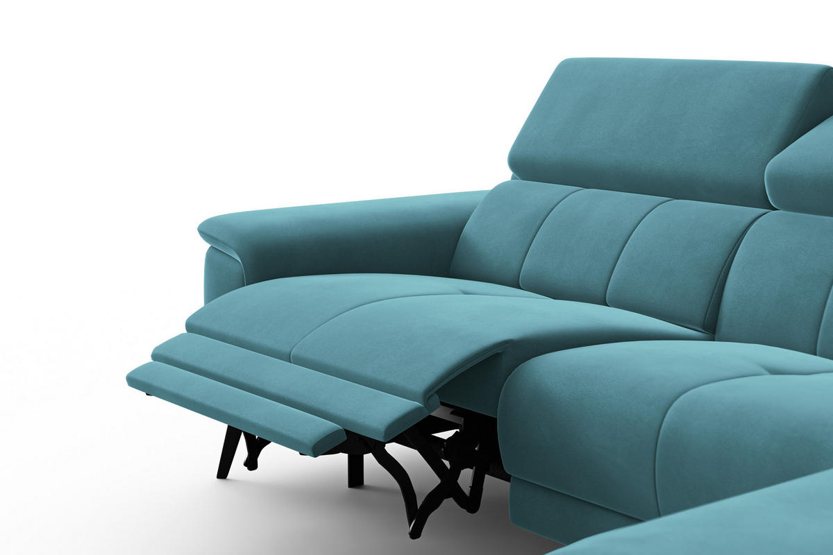 ECKSOFA FIERO 4-Sitzer RECHTS, Minter Veloursstoff - Schwarz/Mintgrün, Holz/Textil (288/170cm) - Courtois Laville