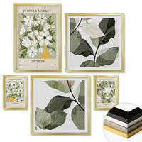 WANDBILDER 5er Set - 50x50 cm & 20x30 cm & 40x60 cm Goldrahmen - Blumenmuster London Dublin - Goldfarben, Kunststoff (40/60cm) - ArtPrintCave