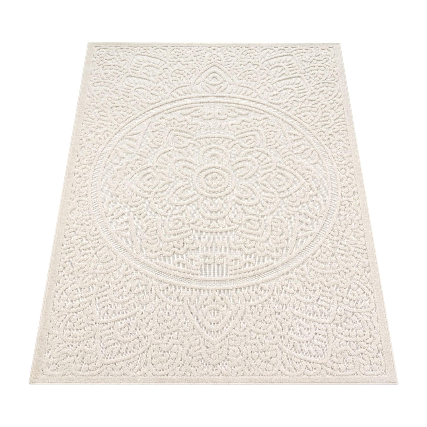 TEPPICH Kurzflor Struktur Unifarben Wohnzimmer schmutzabweisend Creme Rechteckig 200x290 - Creme, Textil (200/290cm) - KADIMA DESIGN