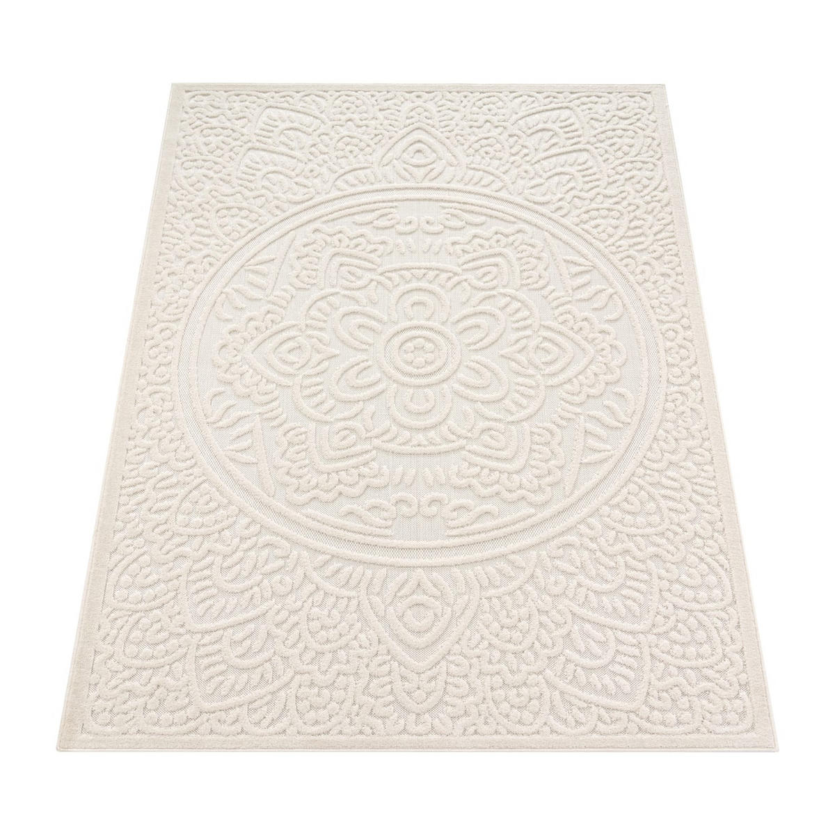 TEPPICH Kurzflor Struktur Unifarben Wohnzimmer schmutzabweisend Creme Rechteckig 200x290 - Creme, Textil (200/290cm) - KADIMA DESIGN