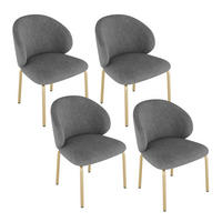 STUHLSET, 4 Stühle, Chenille, Goldbeine, Grau - Grau, Textil (47.5/74/56cm) - FLIEKS