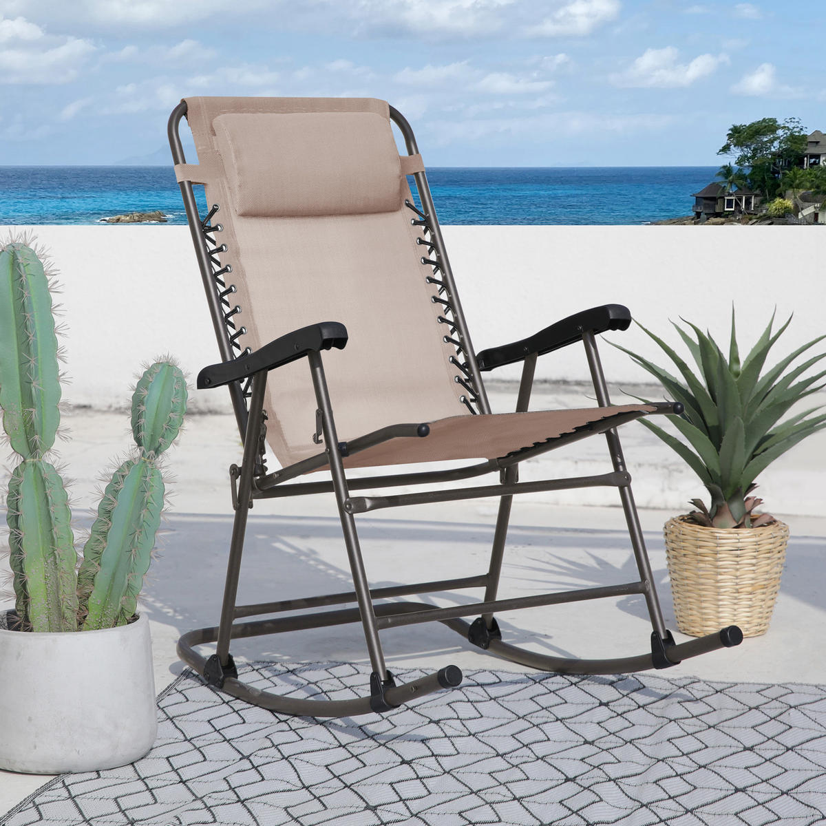 SCHAUKELSTUHL faltbar Beige - Beige, Metall (65/97/97cm) - SVITA
