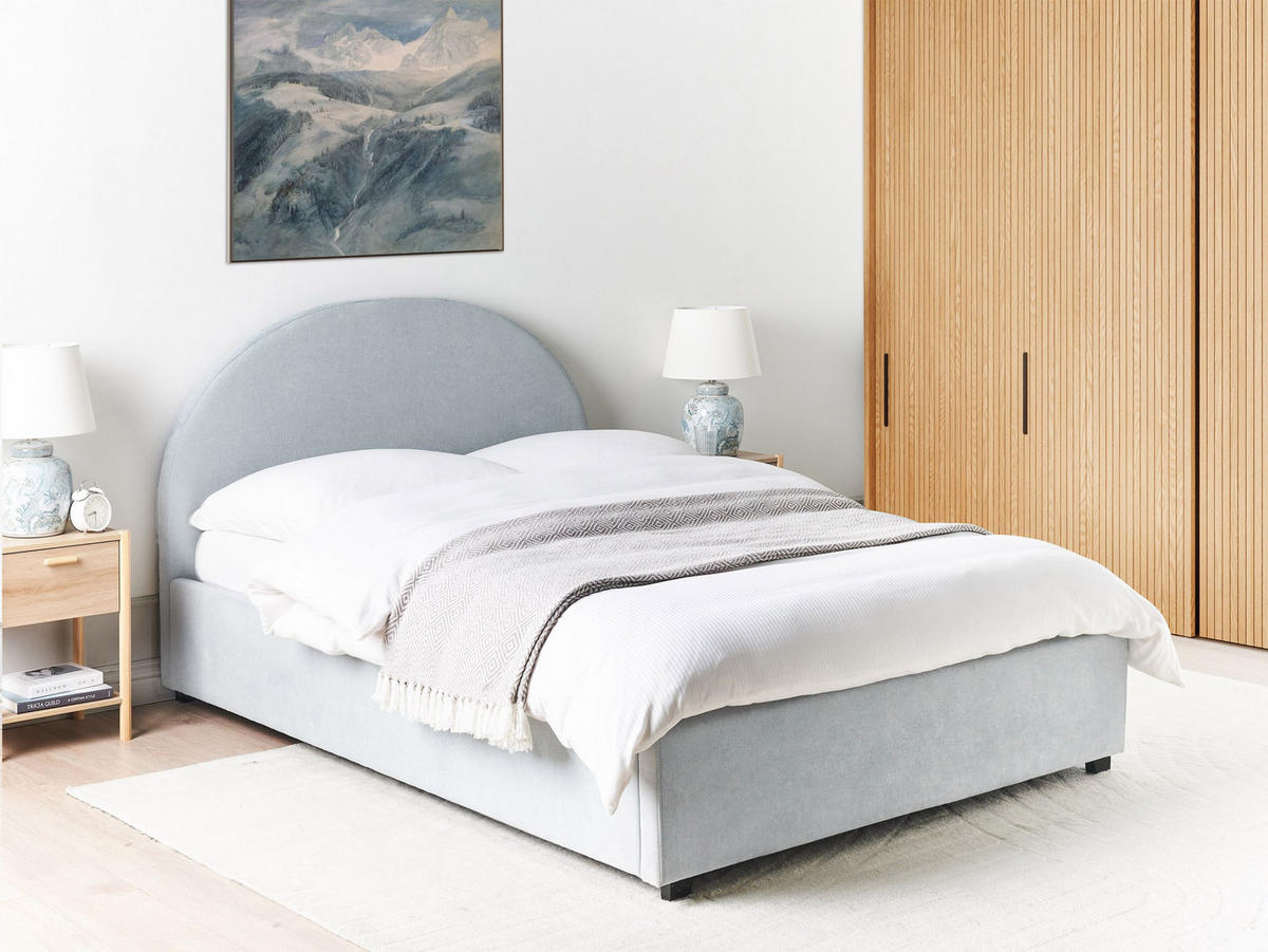 POLSTERBETT 140x200 cm Blau Vaucluse - Hellblau, Textil (140/200cm) - Beliani