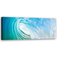 WANDBILD meereswelle - Blau, Textil (90/30cm) - Feeby