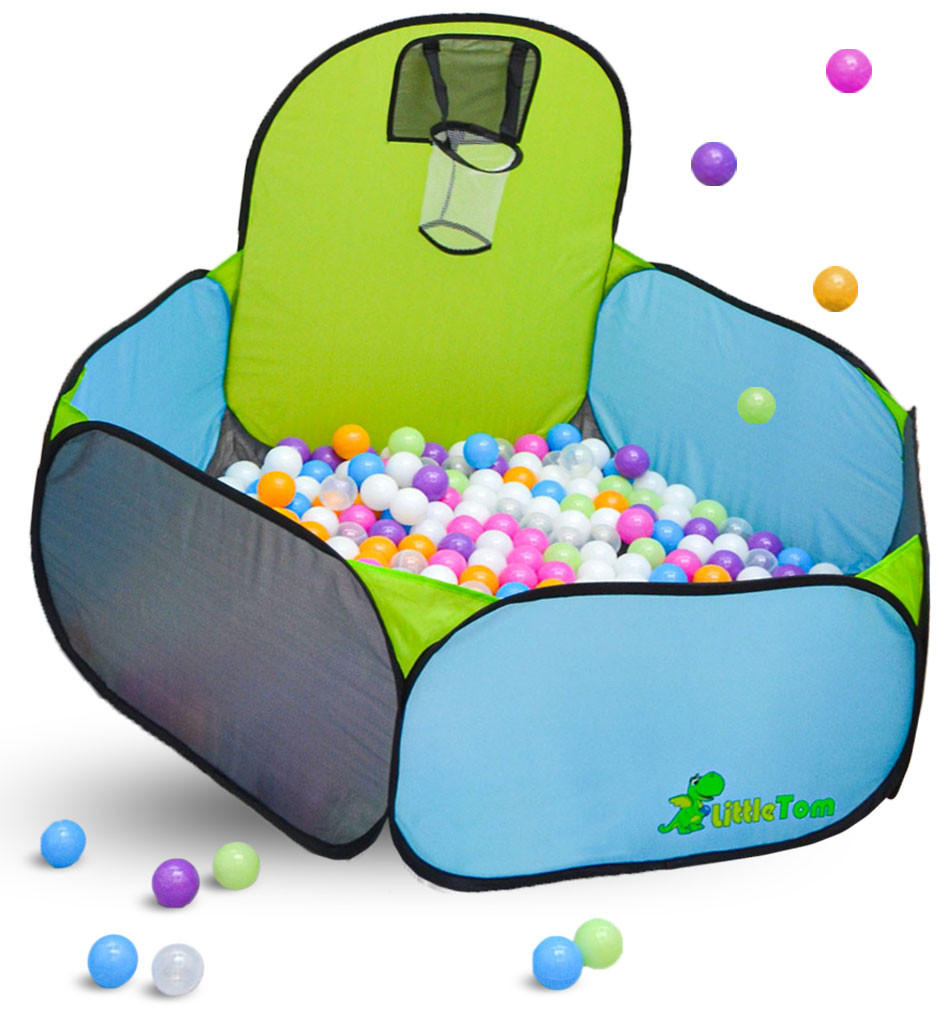 BÄLLEBAD-BASKETBALL-KORB mit 300 Pastellfarbenen Bällen - Multicolor, Kunststoff (100/80/120cm) - Littletom