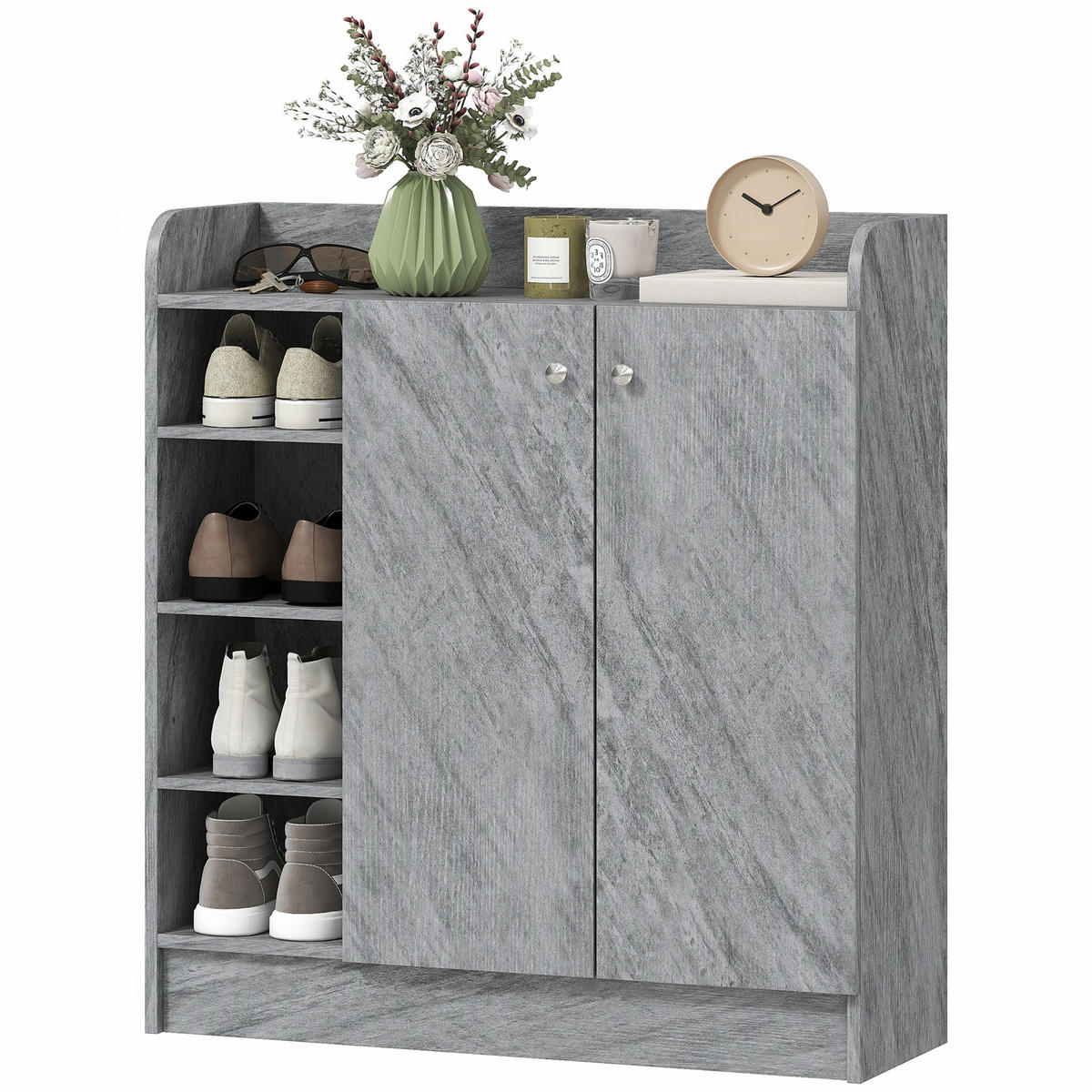 SCHUHSCHRANK Grau 30.0/83.0/90.0 cm - Grau, Holzwerkstoff (83/90/30cm)