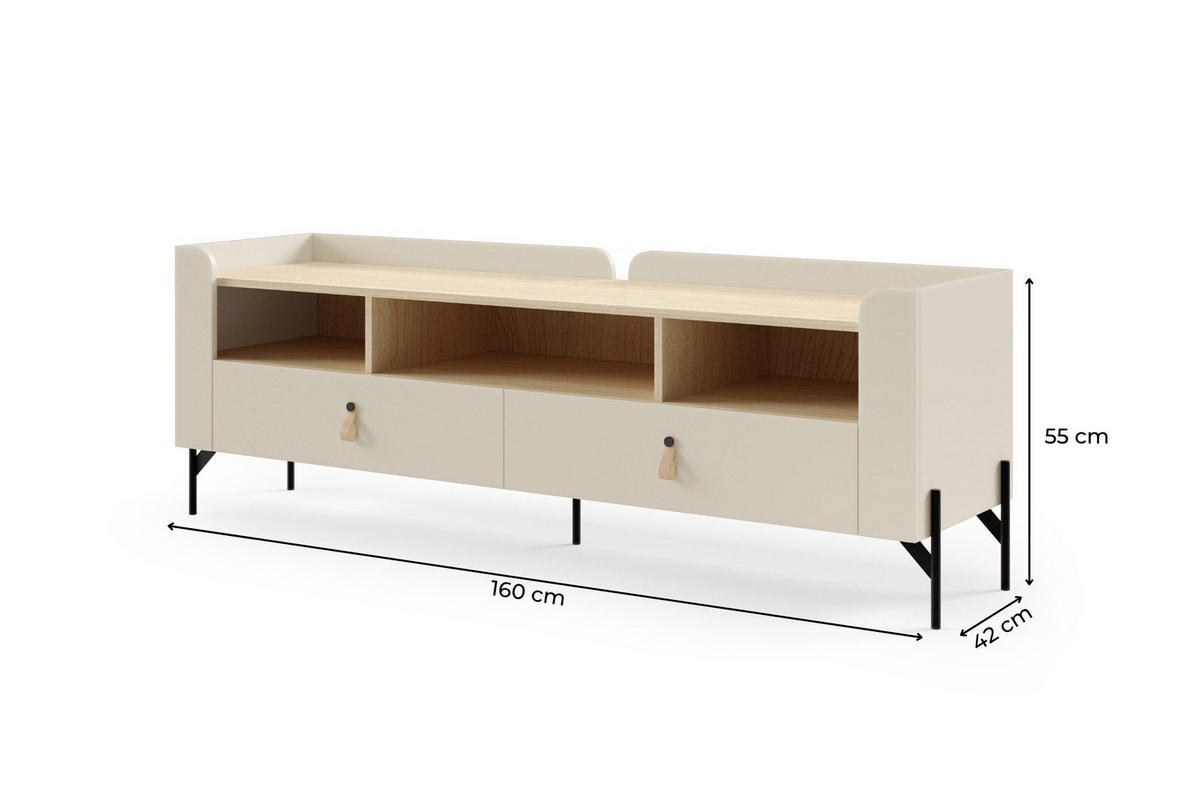 TV-LOWBOARD SOVI 09 160 / 55 / 42 cm in Macadamia / Eiche Mavelie - Eichefarben/Beige, Holzwerkstoff (160/55/42cm) - Deine Möbel 24