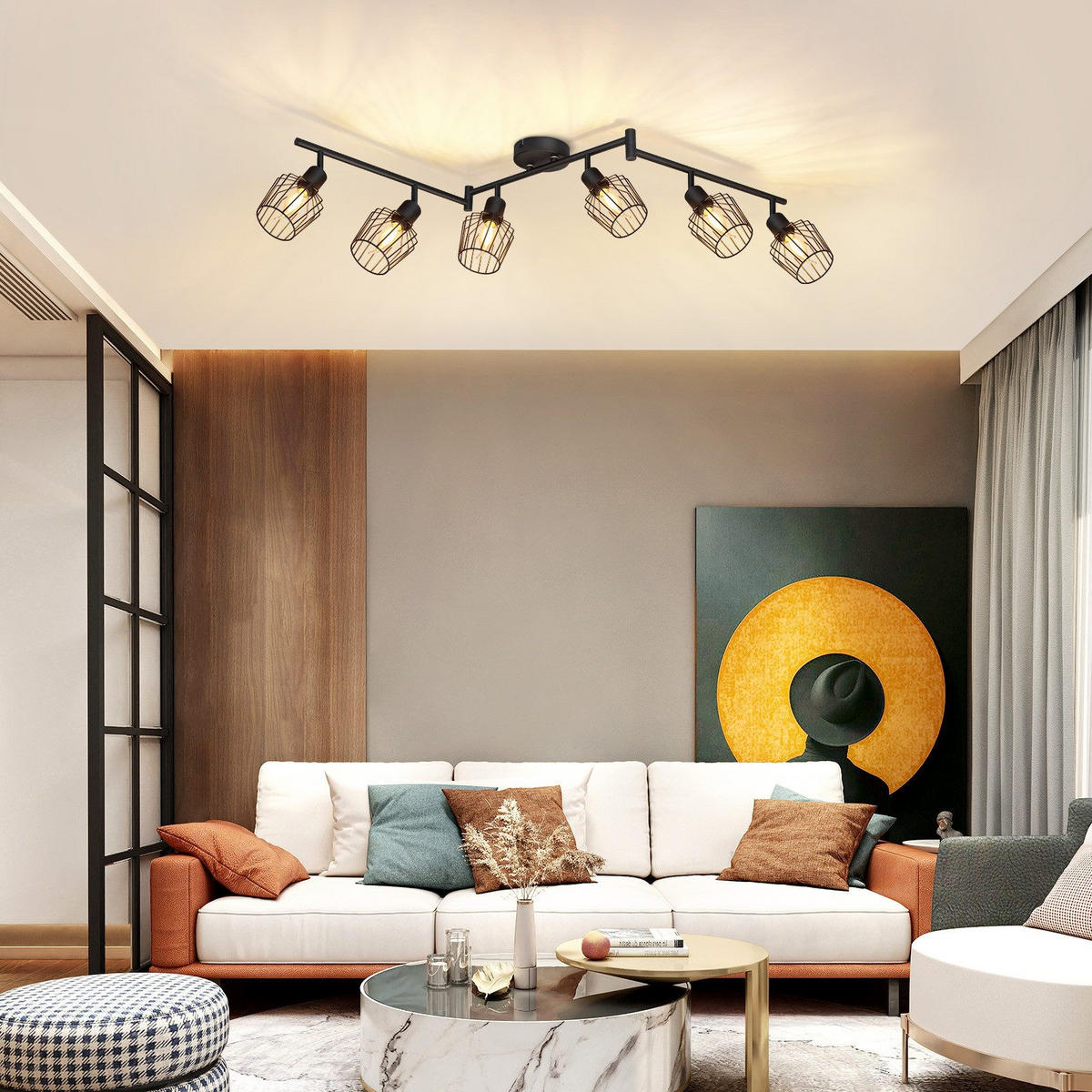 STRAHLER Franziska 6-flammig 122/20/10 cm - Schwarz, Metall (122/20/10cm) - Nettlife