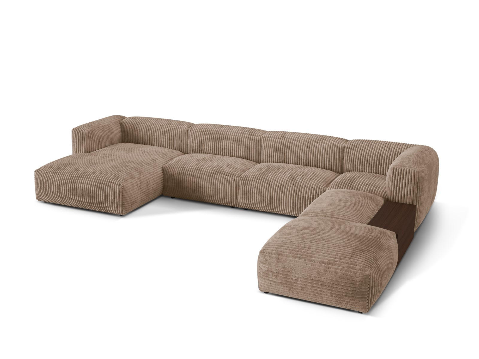 PANORAMASOFA modular rechts Martina aus Cord eichel 5 Sitzplätze - Rotbraun, Textil (406/75/280cm) - Micadoni