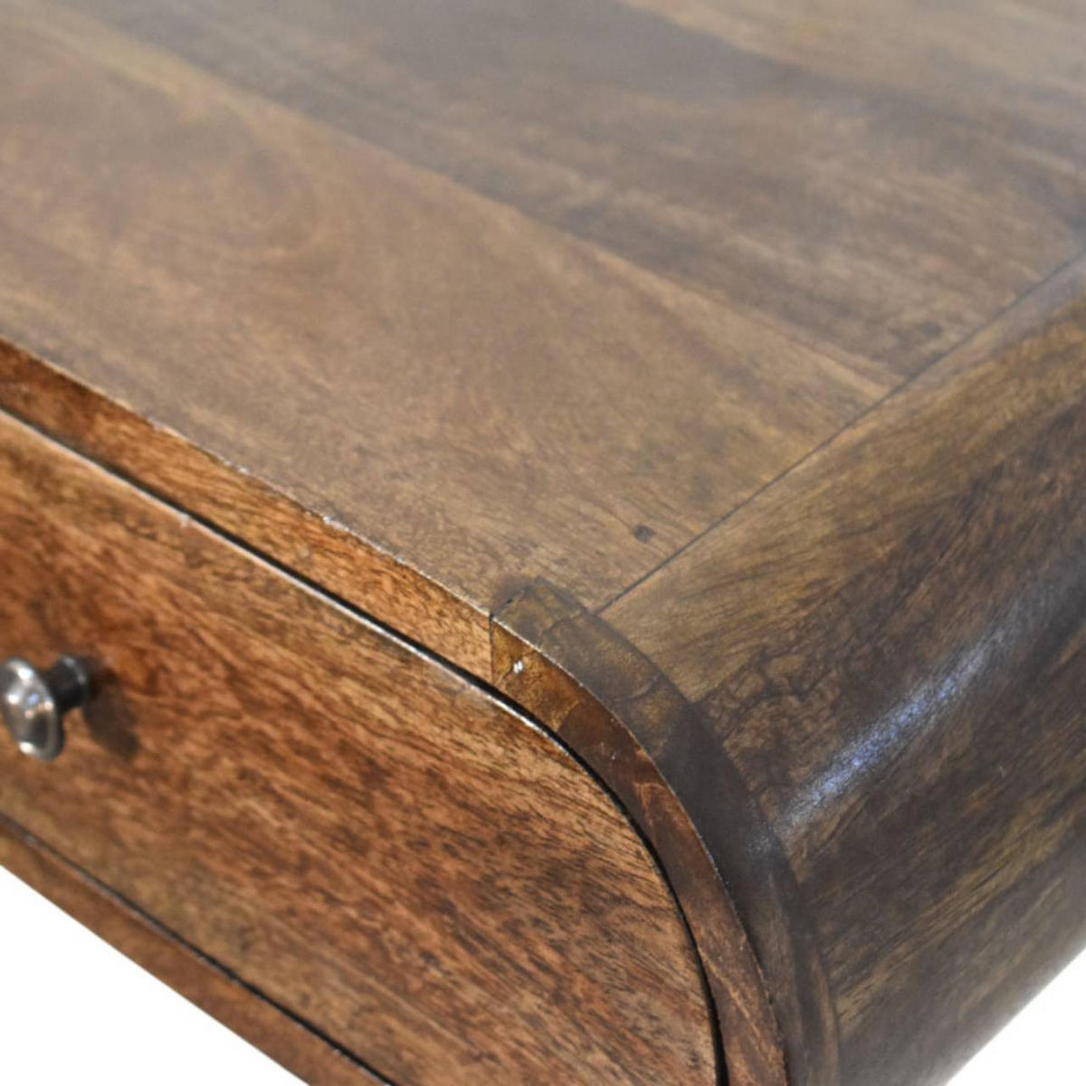 NACHTTISCH Abgerundet, wandmontiert in Classic Grey-Finish - Dunkelbraun/Messingfarben, Holz/Metall - Artisan Furniture