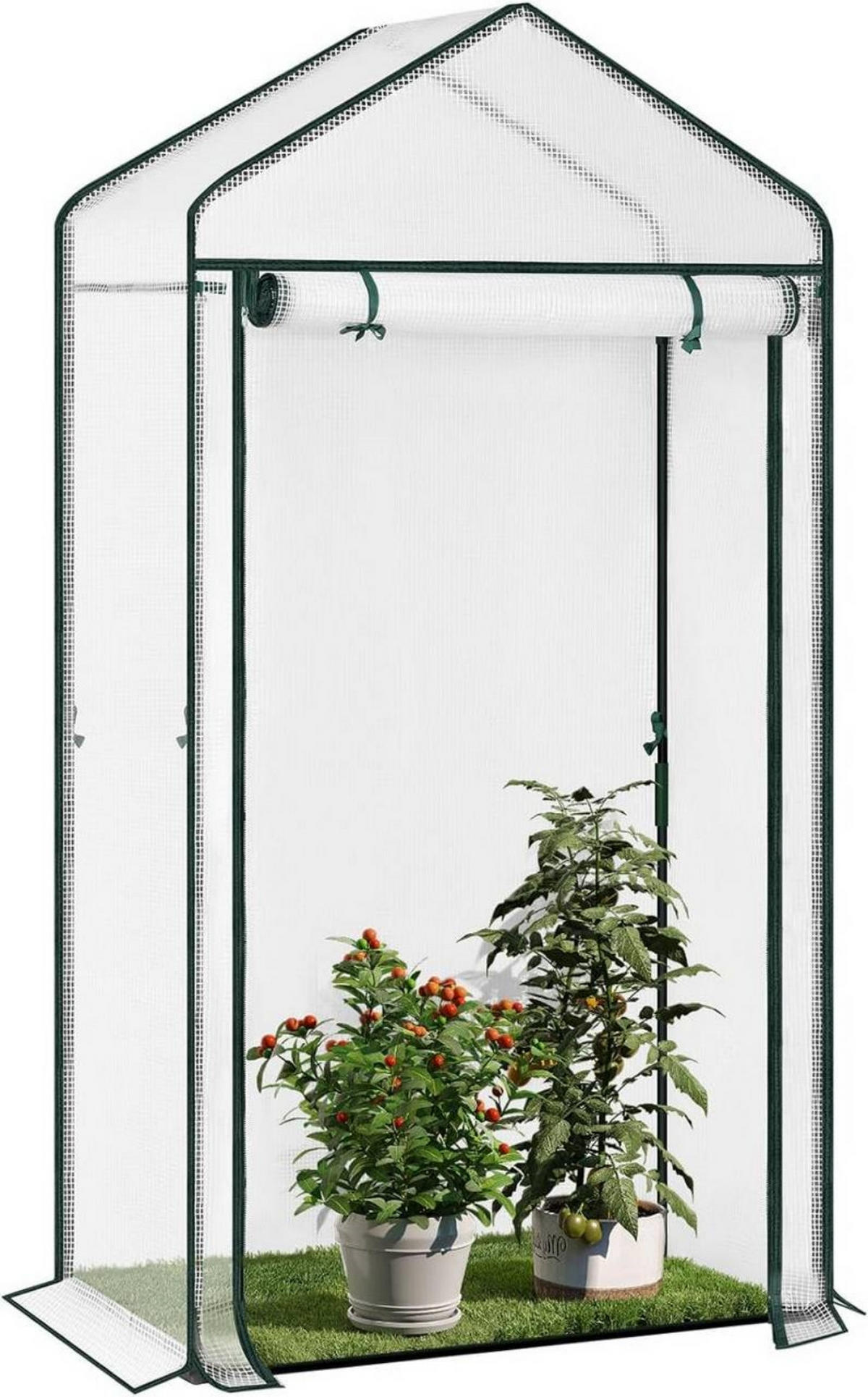GEWÄCHSHAUS, PE-Netzgewebe, 100x50x190cm, Weiß - Weiß, Kunststoff/Metall (100/190/50cm) - Woltu