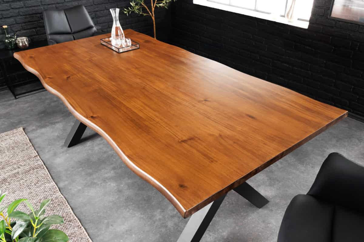 ESSTISCH GENESIS Akazie Braun 200cm - Schwarz/Braun, Holz/Metall (100/200/77cm) - riess-ambiente