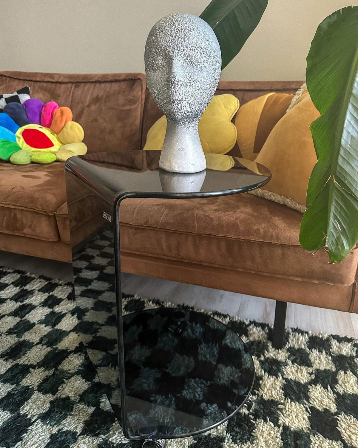 PŘÍSTAVNÝ STOLEK Bezpečnostní sklo Modrý s kolečky Minto - modrá, sklo (35/45/56cm) - Beliani
