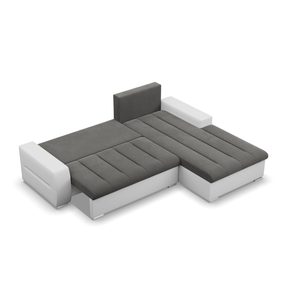 ECKSOFA MIT SCHLAFFUNKTION AURORA RECHTS, Dunkelgrau + Grau - Dunkelgrau/Hellgrau, Textil (243/200cm)