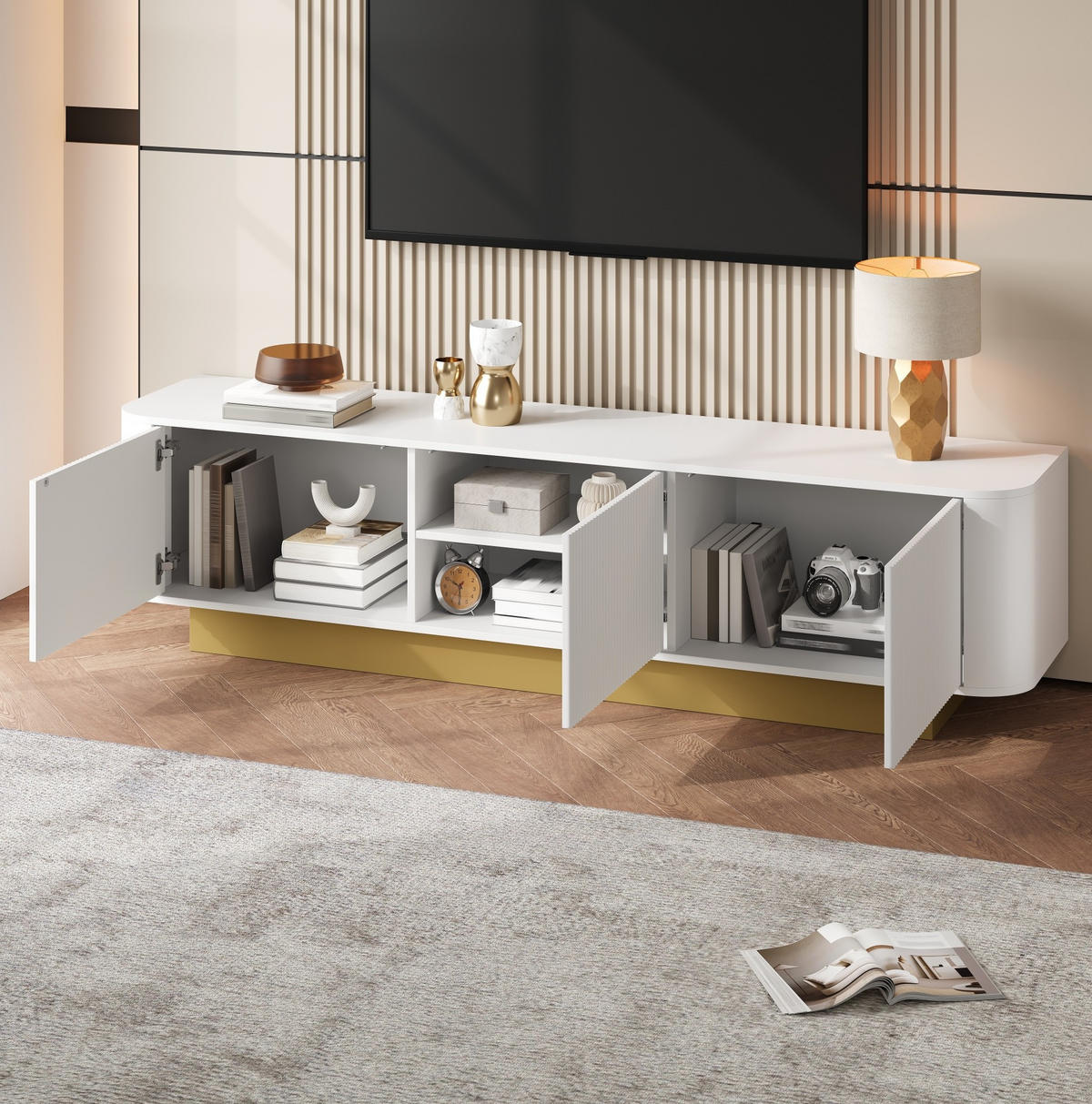 TV-LOWBOARD mit Stauraum 170 x 40,5 x 47 cm MDF/PB Weiß - Weiß, Holzwerkstoff (40.5/47/170cm) - Beauniv