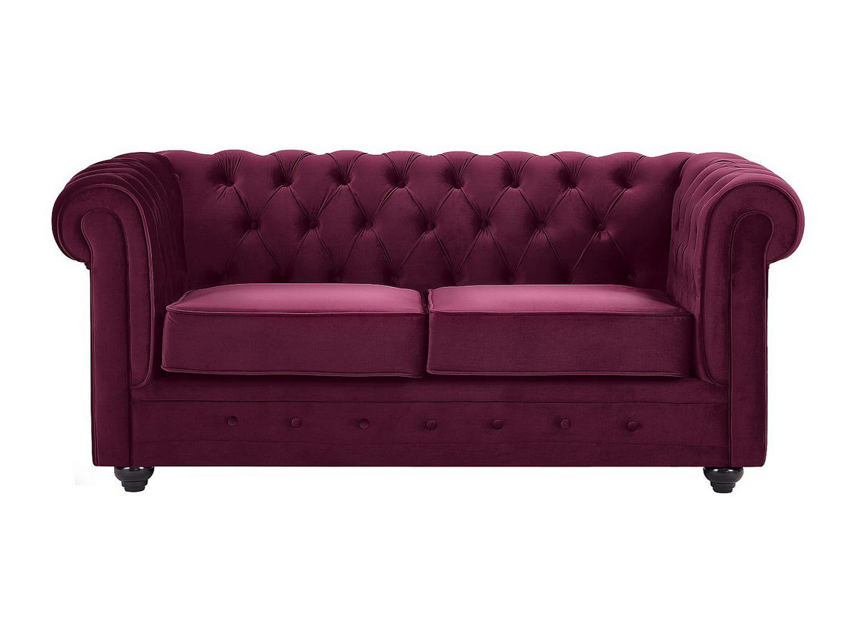 SOFAS 3-Sitzer, 2-Sitzer & Sessel - Samt - Purpur - CHESTERFIELD - Bordeaux, Textil (205/72/88cm) - Vente-Unique